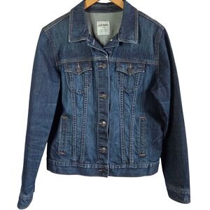 Women's Blue Denim Trucker Jacket XL Classic Jean Jacket Button Front Old Navy